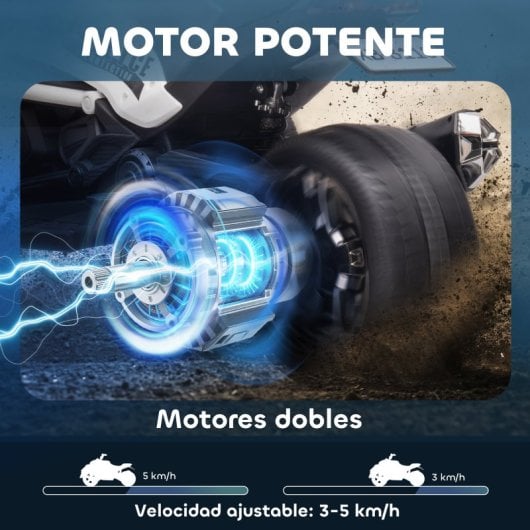 Quadriciclo elétrico infantil Aiyaplay com motor duplo de 12V, luzes e sons.