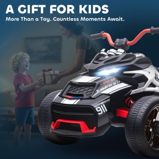 Quadriciclo elétrico infantil Aiyaplay com motor duplo de 12V, luzes e sons.