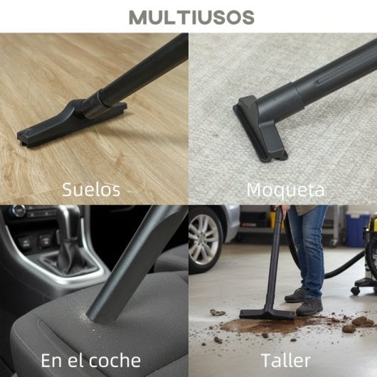 Homcom Aspirador En Seco Y Húmedo 1200w Con Función De Soplador Amarillo