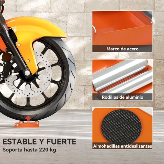 Homcom Soporte Rodillo Moto Para Limpieza De Neumáticos Y Lubricación De Cadenas