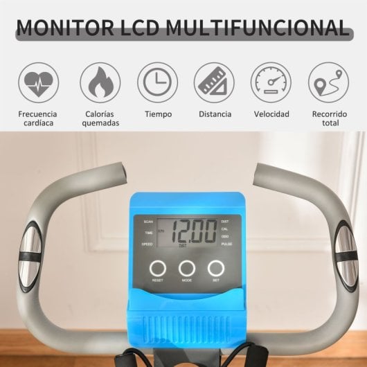 Homcom Bicicleta Estática Plegable Con Respaldo 8 Niveles Resistencia Banda