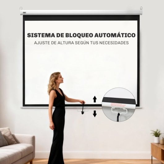 Homcom Pantalla De Proyector Manual 100 Pulgadas Formato 4:3/16:9 Blanco