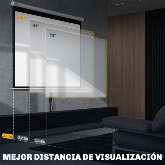 Homcom Pantalla De Proyector Manual 100 Pulgadas Formato 4:3/16:9 Blanco