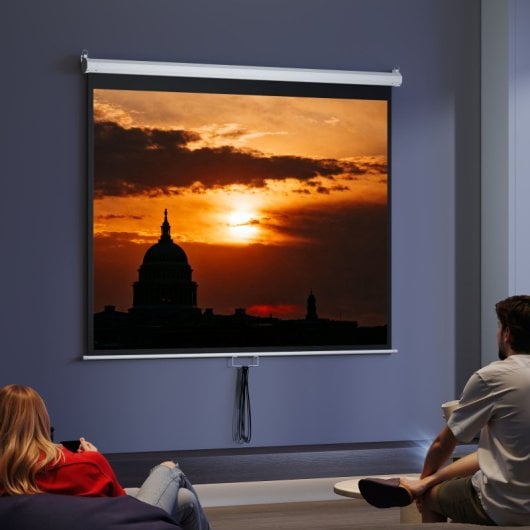 Homcom Pantalla De Proyector Manual 100 Pulgadas Formato 4:3/16:9 Blanco