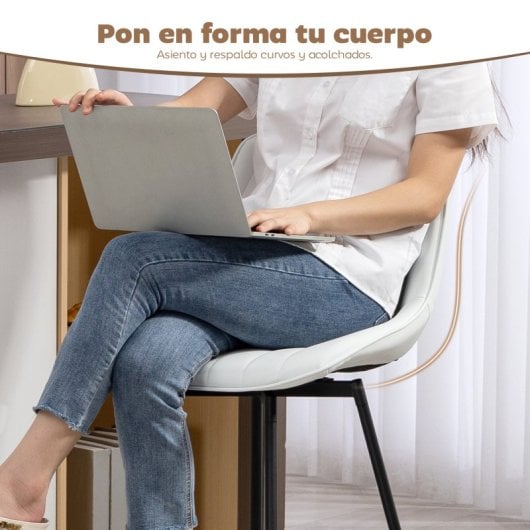 Banquetas giratórias Homcom 2 com rotação de 360°, revestidas em pele sintética branca.