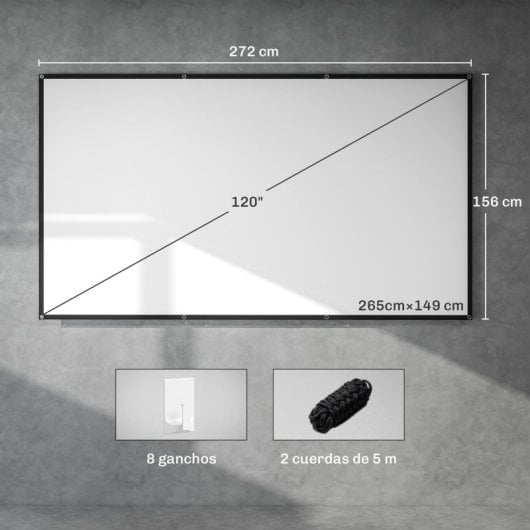 Homcom Pantalla De Proyector Manual 120 Pulgadas Formato 16:9 Blanco
