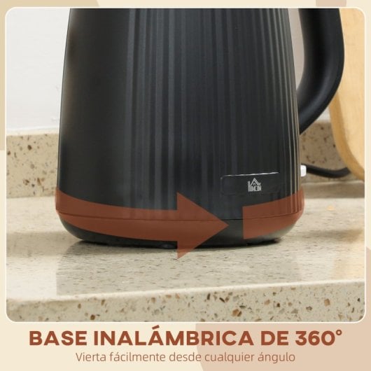 Chaleira elétrica Homcom 1,7L 2200W com desligamento automático, preta