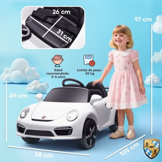 Carrinho Elétrico Infantil Aiyaplay Licenciado Ruf Ctr 3 Clubsport Branco