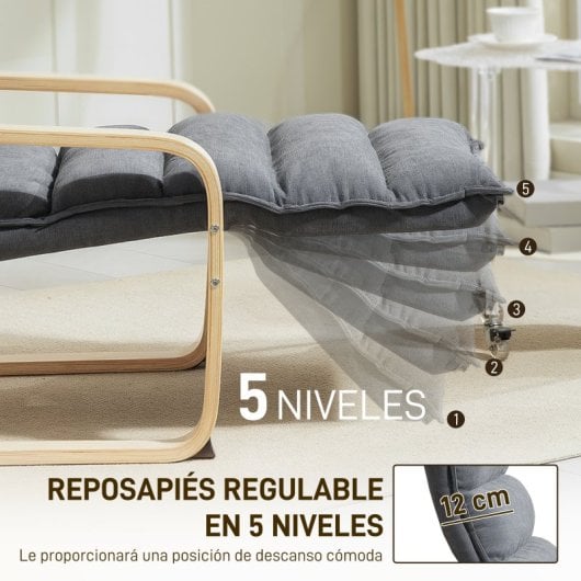 Poltrona Homcom com apoio para os pés ajustável, 67x93x105 cm, cinzento-escuro