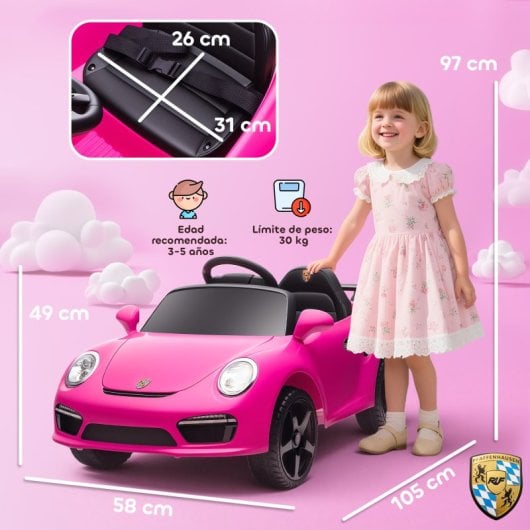 Aiyaplay Coche Eléctrico Para Niños Con Licencia Ruf Ctr 3 Clubsport Rosa