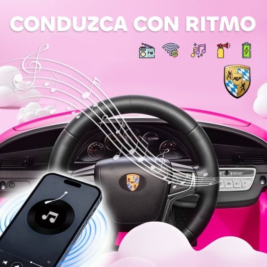 Aiyaplay Coche Eléctrico Para Niños Con Licencia Ruf Ctr 3 Clubsport Rosa