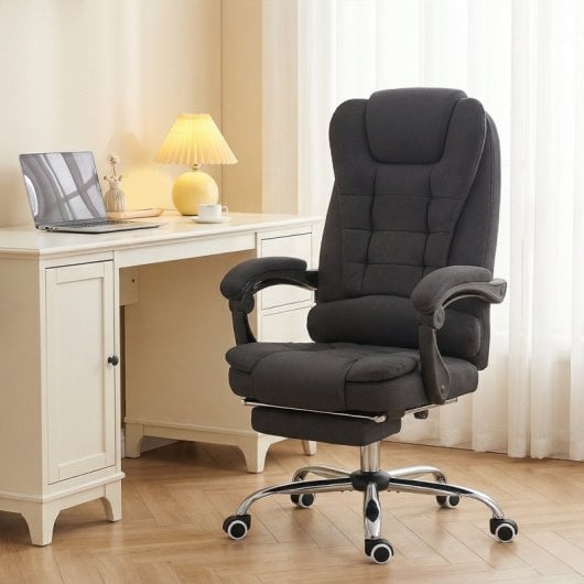 Vinsetto Silla De Oficina Reclinable Con 6 Puntos De Masaje Y Reposapiés Negro