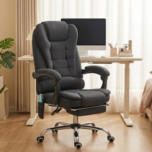 Vinsetto Silla De Oficina Reclinable Con 6 Puntos De Masaje Y Reposapiés Negro