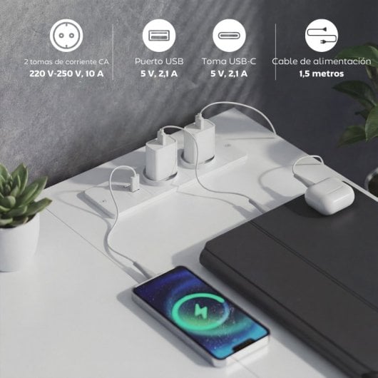 Secretária de canto reversível Homcom com tomada elétrica, 6 gavetas, branca