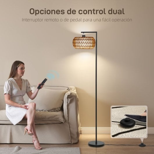 Candeeiro de pé Homcom Bohemian LED de camada dupla com cúpula, regulável, preto.