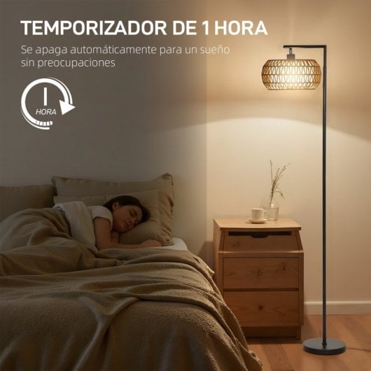Candeeiro de pé Homcom Bohemian LED de camada dupla com cúpula, regulável, preto.