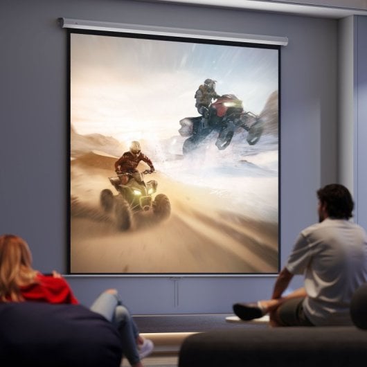 Tela de projeção manual Homcom de 120 polegadas, formato 1:1 (207 x 207 cm), branca.