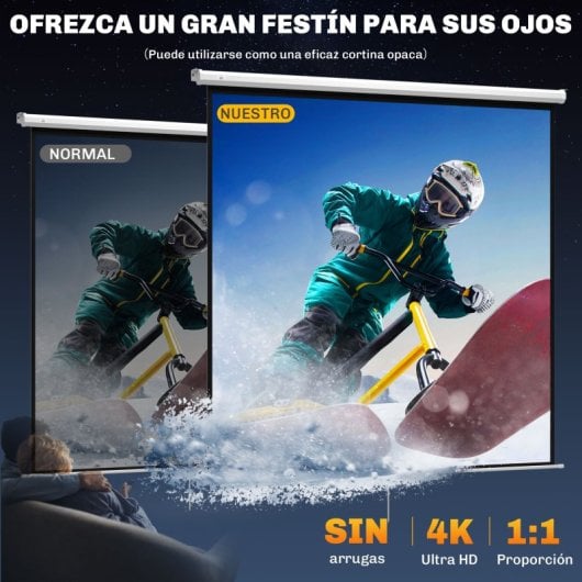 Tela de projeção manual Homcom de 120 polegadas, formato 1:1 (207 x 207 cm), branca.