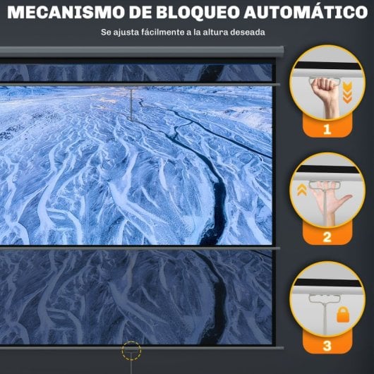 Tela de projeção manual Homcom de 120 polegadas, formato 1:1 (207 x 207 cm), branca.