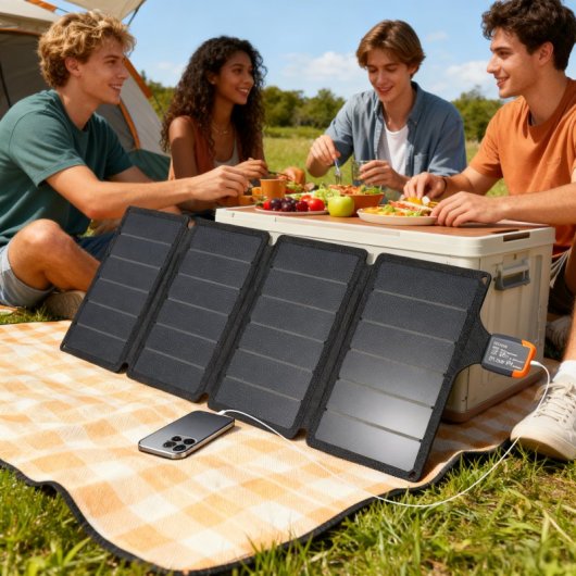 Carregador solar portátil dobrável Homcom de 36 W com portas USB-A e Type-C
