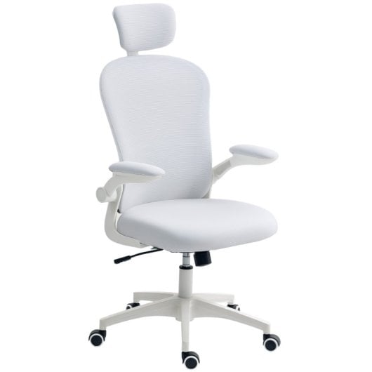 Vinsetto Silla De Oficina De Malla Reposacabezas Ajustable 62x64x120 Cm Blanco