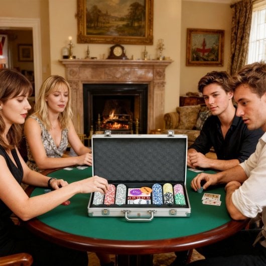 Sportnow Juego De Póker Con 300 Fichas 2 Barajas De Cartas 5 Dados Tapete Plata