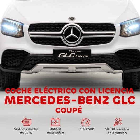 Aiyaplay Coche Eléctrico Para Niños Mercedes-benz Glc Coupé Motor Doble Blanco