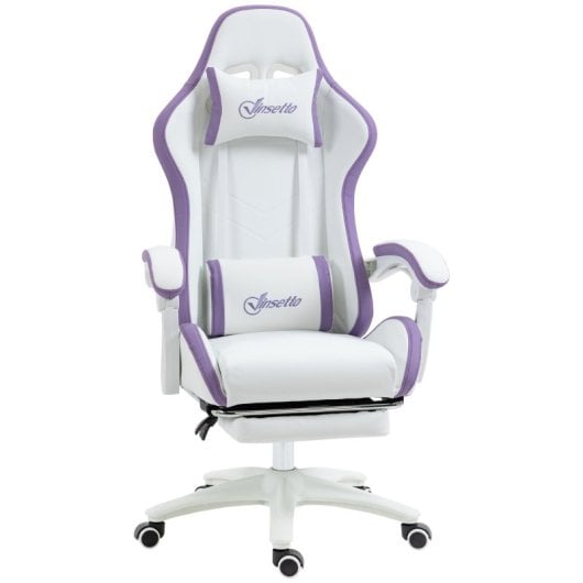 Vinsetto Silla Gaming De Cuero Pu Con Altura Ajustable 65x65x121-129 Cm Blanco