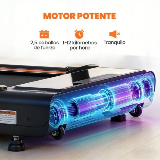 Passadeira rebatível Sportnow com mesa integrada, motor de 2,5 cv, velocidade de 1 a 12 km/h e visor LED.