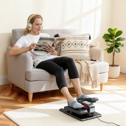 Mini elíptica elétrica Sportnow com 12 velocidades, modos manual e automático.