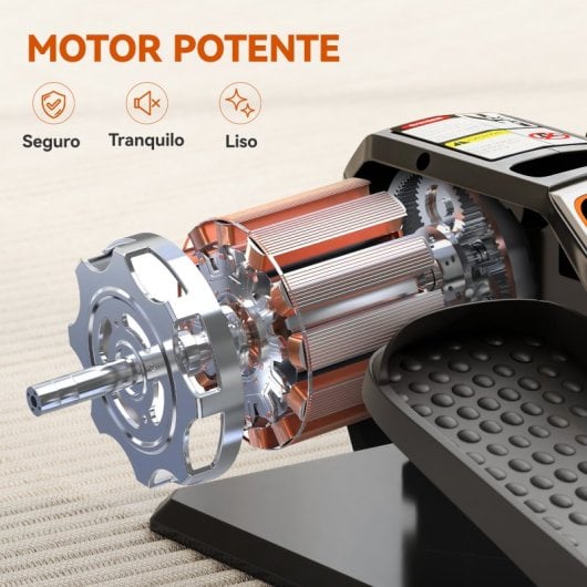 Mini elíptica elétrica Sportnow com 12 velocidades, modos manual e automático.