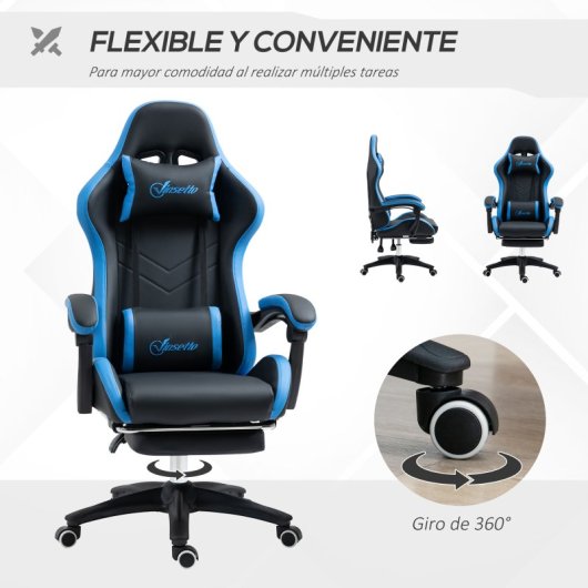 Cadeira Gamer Vinsetto em Pele PU com Altura Ajustável 65x65x121-129 cm Preta