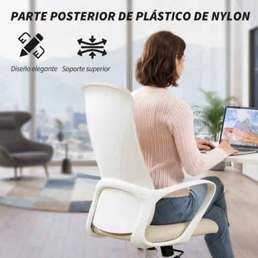Vinsetto Silla De Oficina Giratoria Altura Ajustable 62x56x110-119,5 Cm Beige