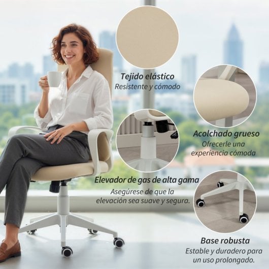 Vinsetto Silla De Oficina Giratoria Altura Ajustable 62x56x110-119,5 Cm Beige