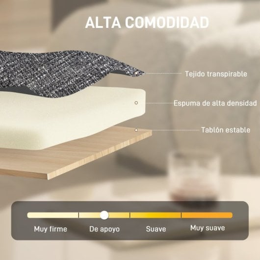 Poltrona Homcom com assento giratório forrada em linho cinza escuro.