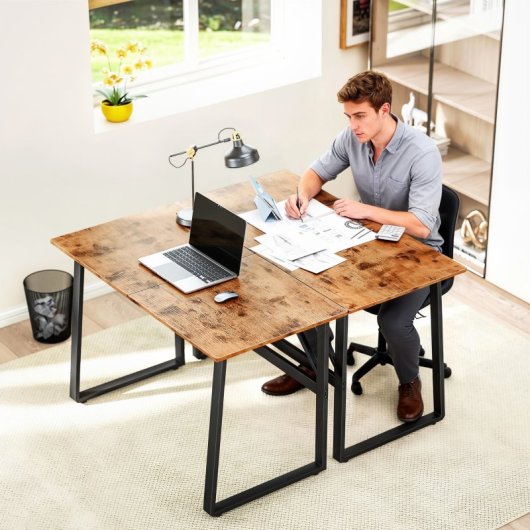 Secretária de computador industrial Homcom, 120x60x76 cm, castanho rústico.