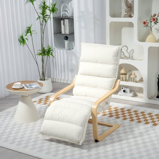 Poltrona Homcom com apoio para os pés ajustável, 67x93x105 cm, cor creme.