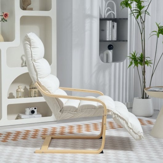 Poltrona Homcom com apoio para os pés ajustável, 67x93x105 cm, cor creme.