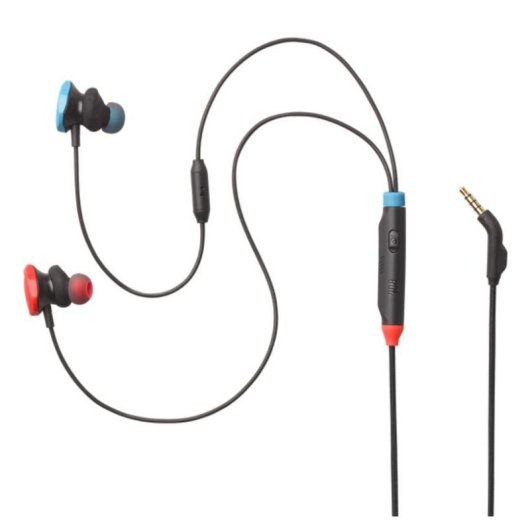 Auriculares JBL Quantum 50N com fio Jack 3.5 mm Gaming multiplataforma com microfone e controlo de volume, preto, azul e vermelho