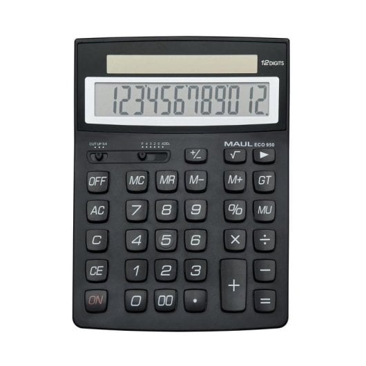 Calculatrice MAUL ECO 950 12 chiffres solaire arrêt automatique noire