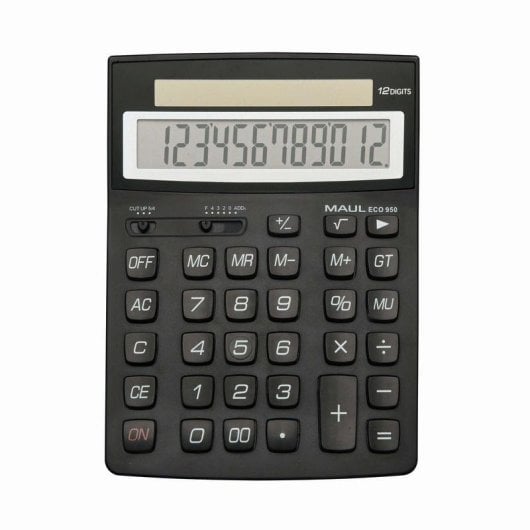 Calculatrice MAUL ECO 950 12 chiffres solaire arrêt automatique noire
