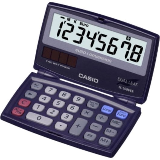 Calculatrice Casio SL-100VER poche 8 chiffres écran incliné bleu