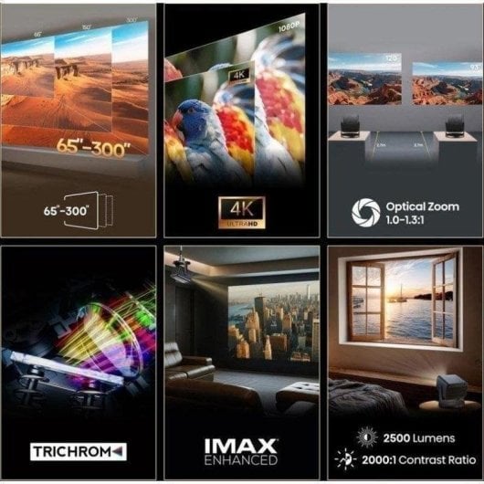 Projecteur Hisense C3 UHD 4K 2500 Lúmenes 300" Laser DLP Smart TV JBL Portable