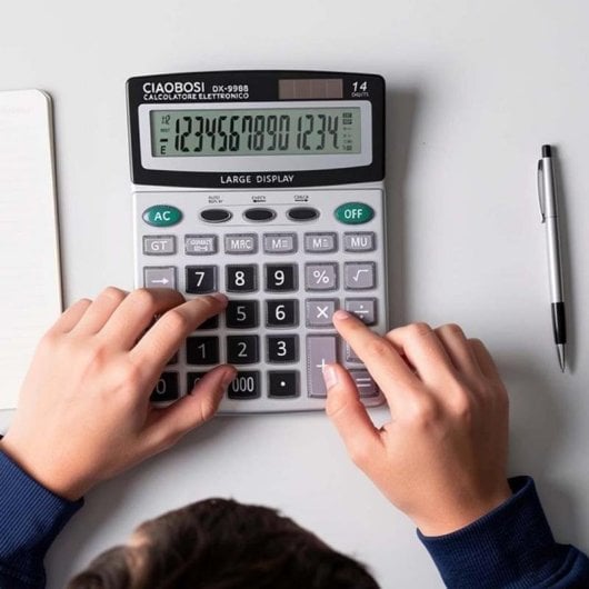 Calculatrice de bureau Avizar DX-9988 14 chiffres double alimentation gris