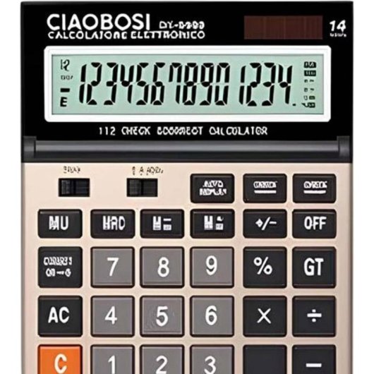 Calculatrice Avizar DX-9989 14 chiffres Solaire Touches larges Noir