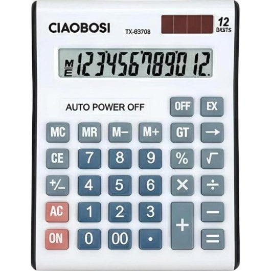 Calculatrice Avizar TX-03708 12 chiffres blanche arrêt automatique ergonomique