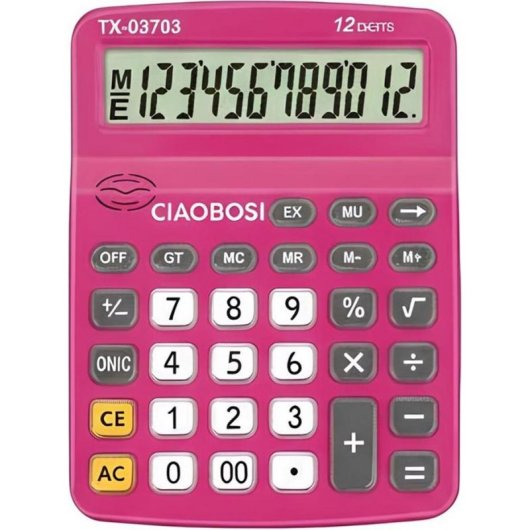 Calculatrice Avizar TX-03705 Rose 12 chiffres avec fonction vocale et écran incliné