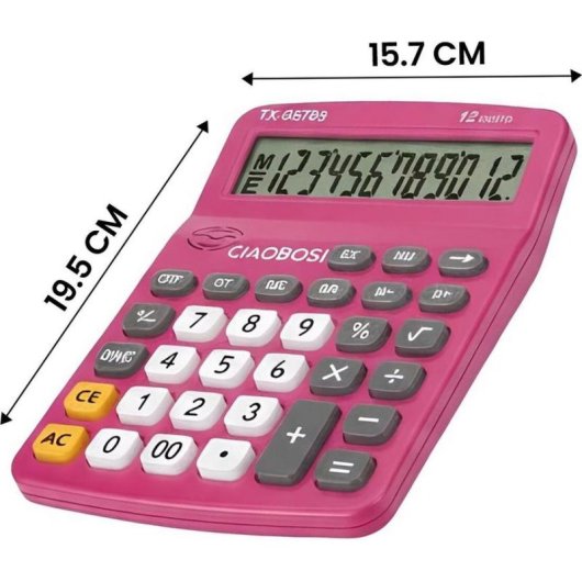 Calculatrice Avizar TX-03705 Rose 12 chiffres avec fonction vocale et écran incliné