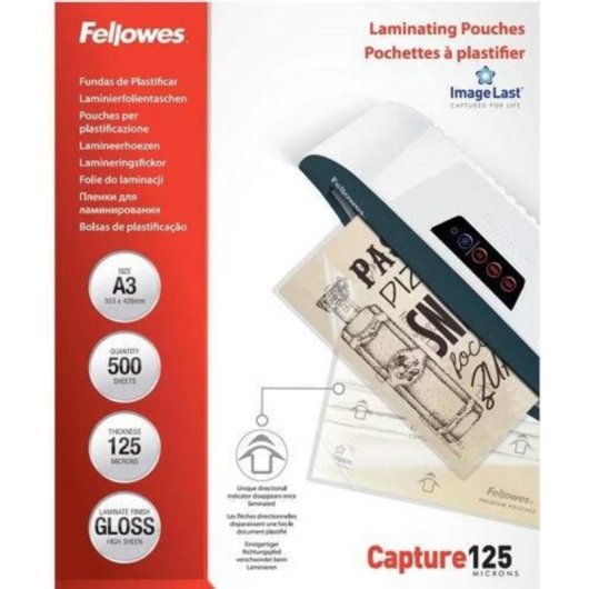 Lamina plastificante Fellowes 100144250 A3 500 pezzi trasparente lucida
