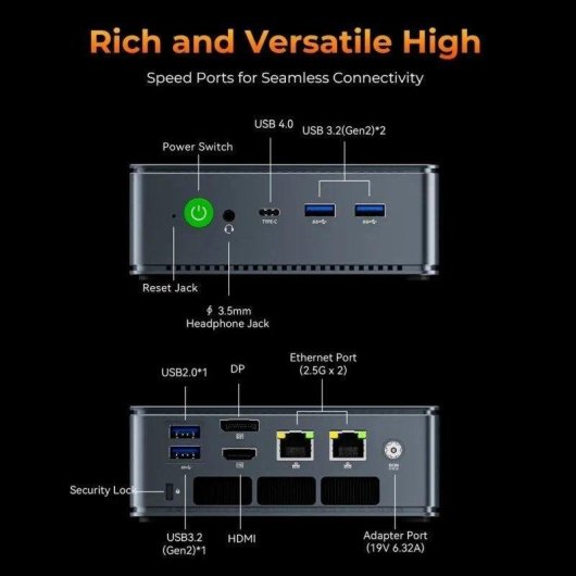 Mini PC GMKtec M6 Ultra AMD Ryzen 5 7640HS 32GB 1TB SSD Radeon 760M Windows 11 Pro USB4